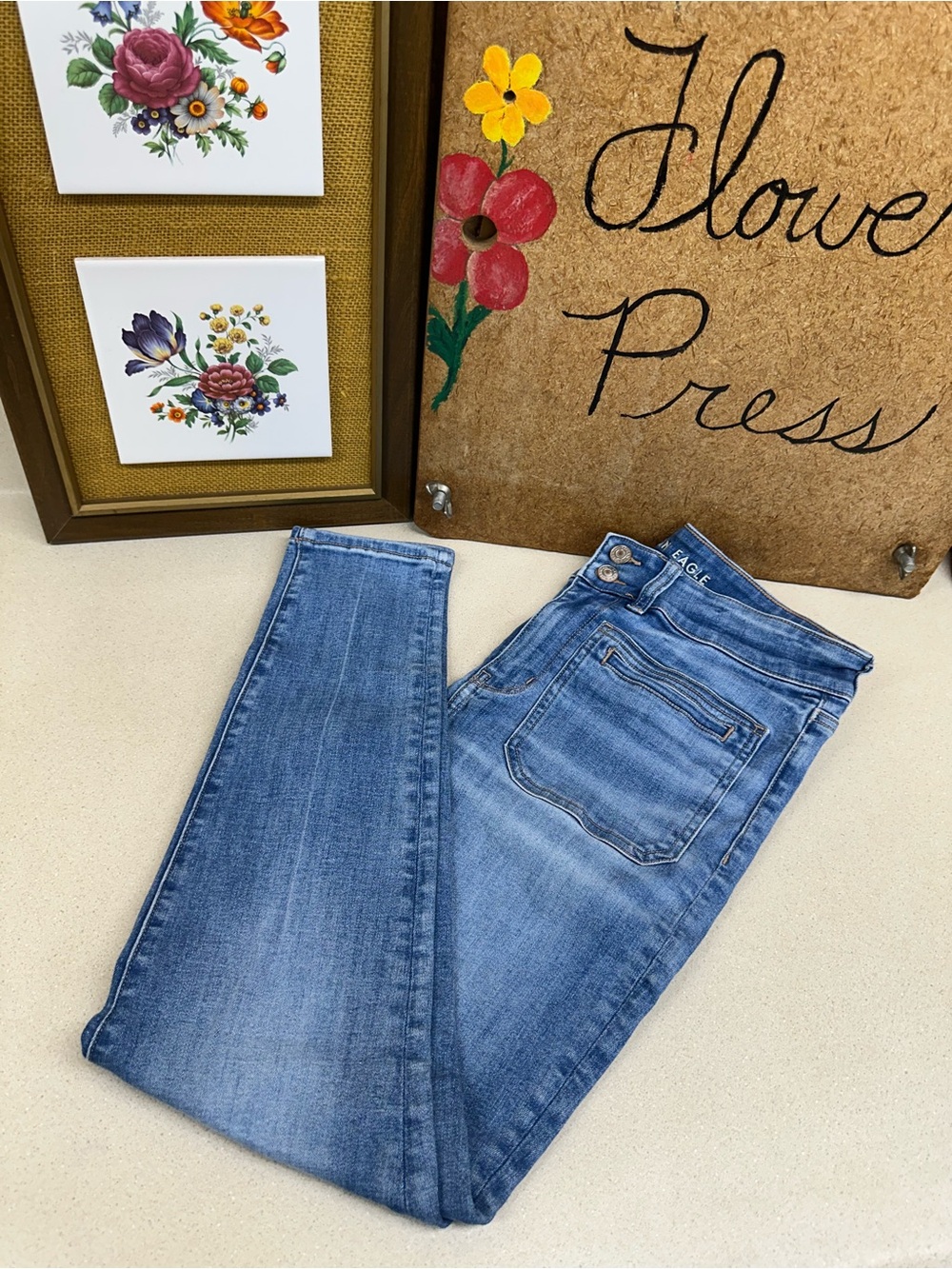 Light Blue Women's High Rise Jegging Skinny Jeans American Eagle Size 12 Short